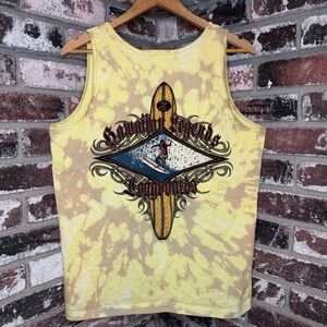 VTG Hawaiian Legends Longboards Custom Bleach Spiral Tiedye Men’s Beach Tank Top